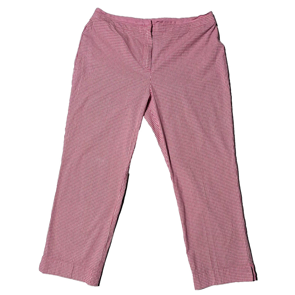Talbots Petites Red-Pink Gingham Check Stretch Ankle Pants Size 16P
